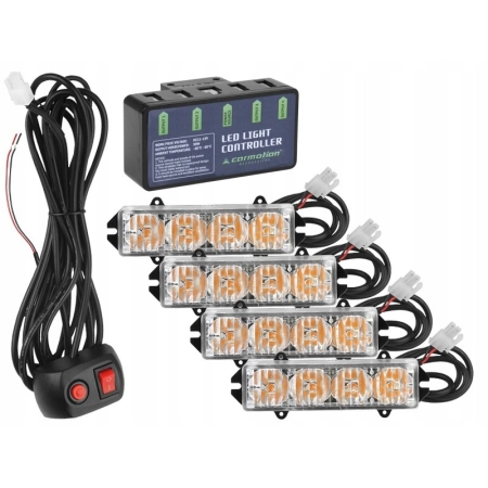 LAMPY OSTRZEGAWCZE STROBOSKOPOWE LED KOGUTY 4 SZT
