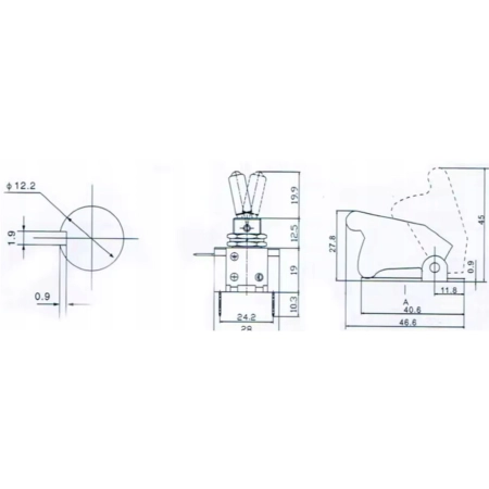 PRZEŁĄCZNIK TOP GUN 12V 24V 20A WŁĄCZNIK Z OSŁONĄ TOP-GUN CZERWONY