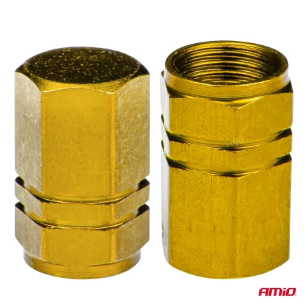 NAKRĘTKA KAPTURKI ALUMINIOWE NA WENTYL ZŁOTE ŻÓŁTE