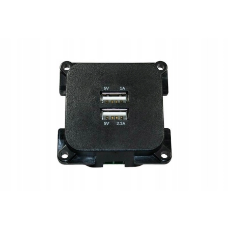 GNIAZDO USB PODWÓJNE C-LINE 3.1A 12V CZARNE KAMPERA PRZYCZEPY KEMPINGOWEJ