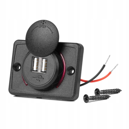WODOODPORNA ŁADOWARKA USB 12/24V Z LED DO SAMOCHODU ŁODZI KAMPERA GNIAZDO